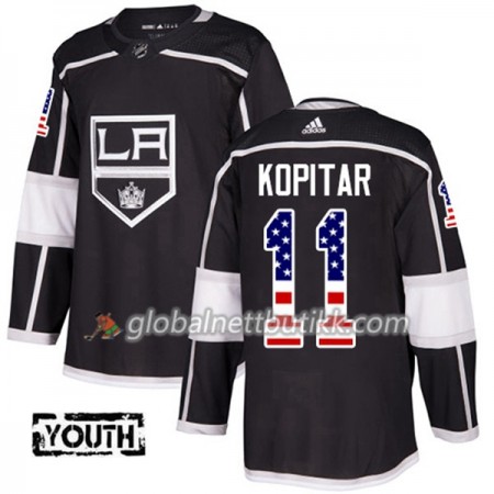 Los Angeles Kings Hockeydrakt Anze Kopitar 11 2017-2018 USA Flag Fashion Svart Adidas Authentic - Herre